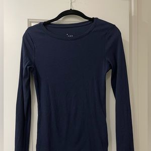 ribbed navy basic long sleeve